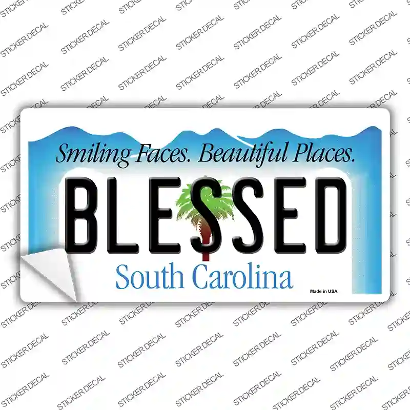 Blessed South Carolina Background Novelty Sticker Decal Small