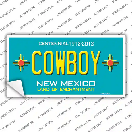 Cowboy New Mexico Teal Novelty Sticker Decal Small