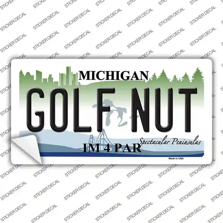 Golf Nut Michigan State Novelty Sticker Decal Small