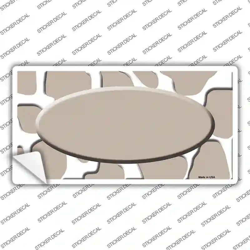Tan White Giraffe Tan Center Oval Novelty Sticker Decal