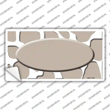 Tan White Giraffe Tan Center Oval Novelty Sticker Decal