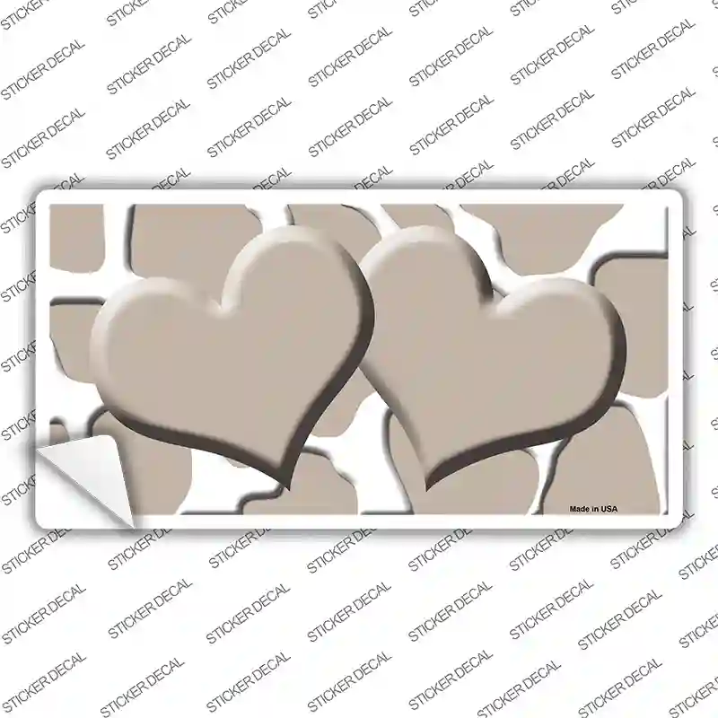 Tan White Giraffe Tan Centered Hearts Novelty Sticker Decal