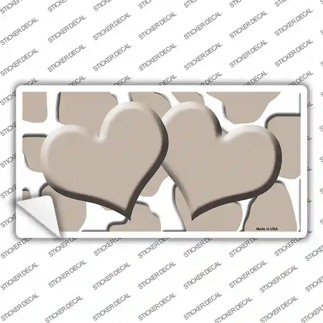 Tan White Giraffe Tan Centered Hearts Novelty Sticker Decal