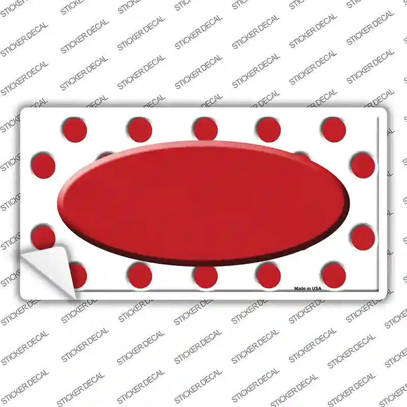 Red White Polka Dot Red Center Oval Novelty Sticker Decal