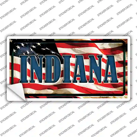 Indiana on American Flag Novelty Sticker Decal