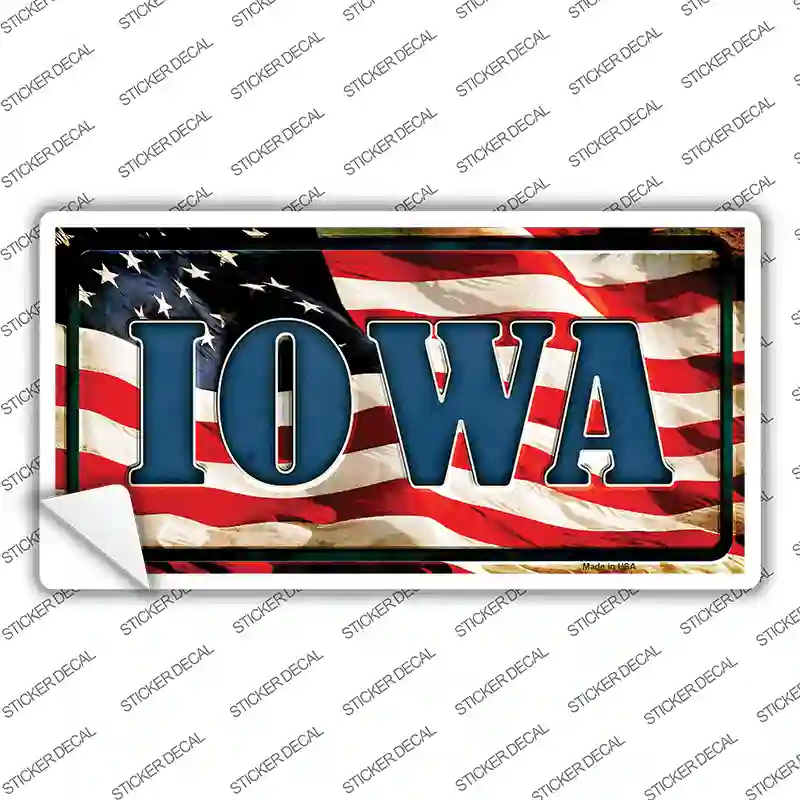 Iowa Flag Map Sticker Iowa on American Flag Novelty Sticker Decal | Smart Blonde
