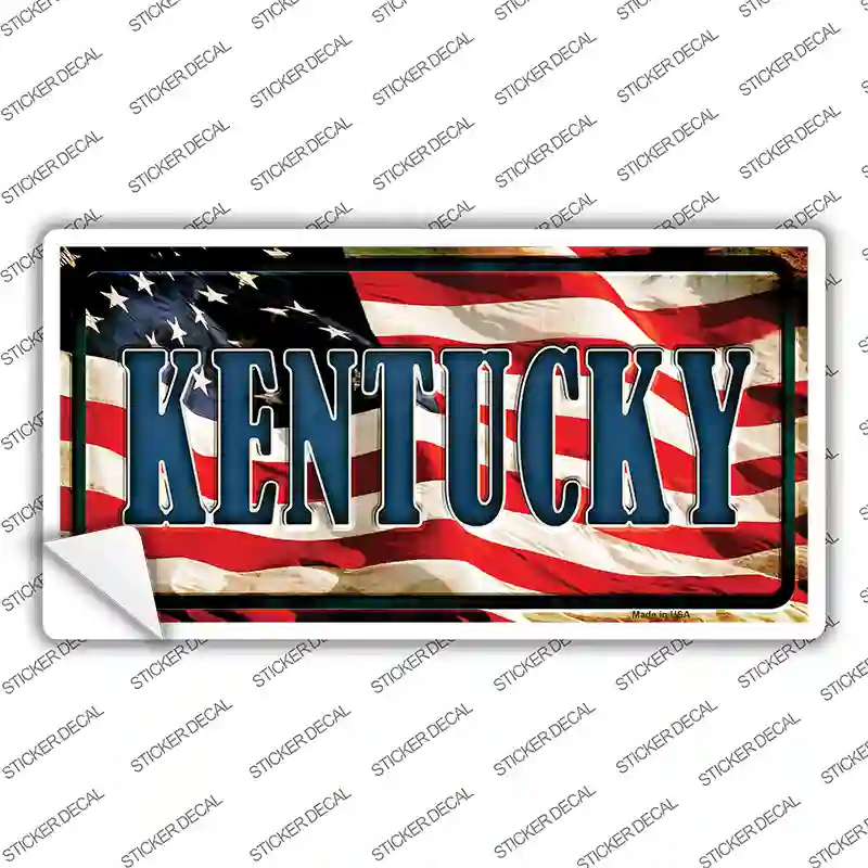 Kentucky on American Flag Novelty Sticker Decal