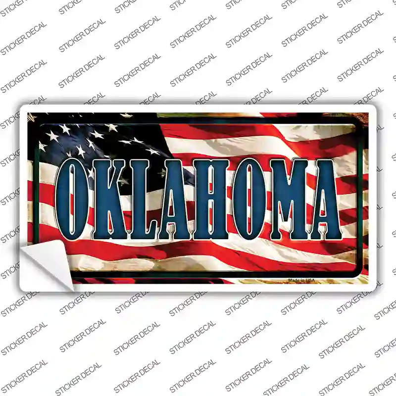 Oklahoma on American Flag Novelty Sticker Decal