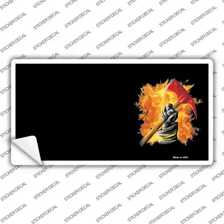 Firefighter Flaming Ax Offset Novelty Sticker Decal Small