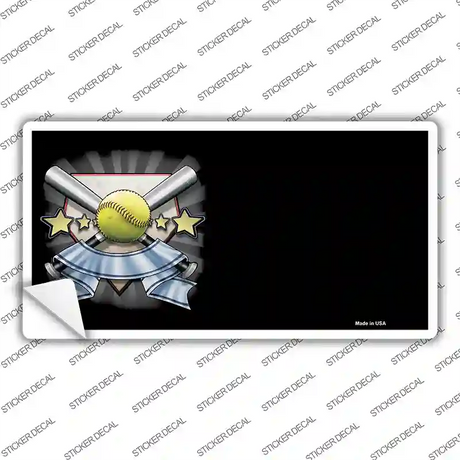Softball Banner Offset Novelty Sticker Decal