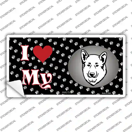 I Love My Akita Novelty Sticker Decal Small