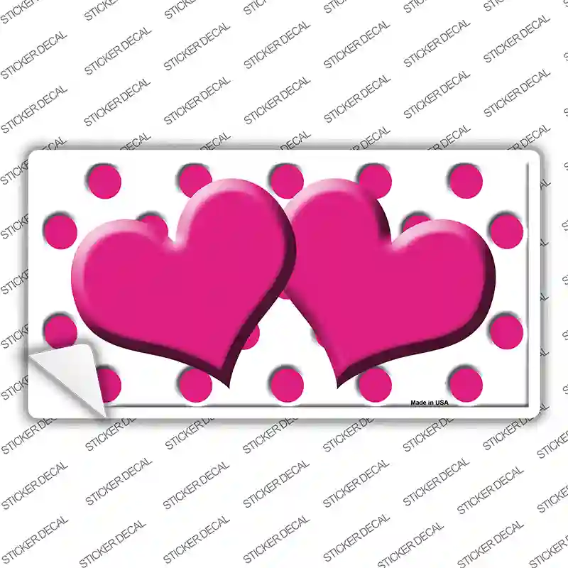 Hot Pink White Polka Dot Hot Pink Centered Hearts Novelty Sticker Decal