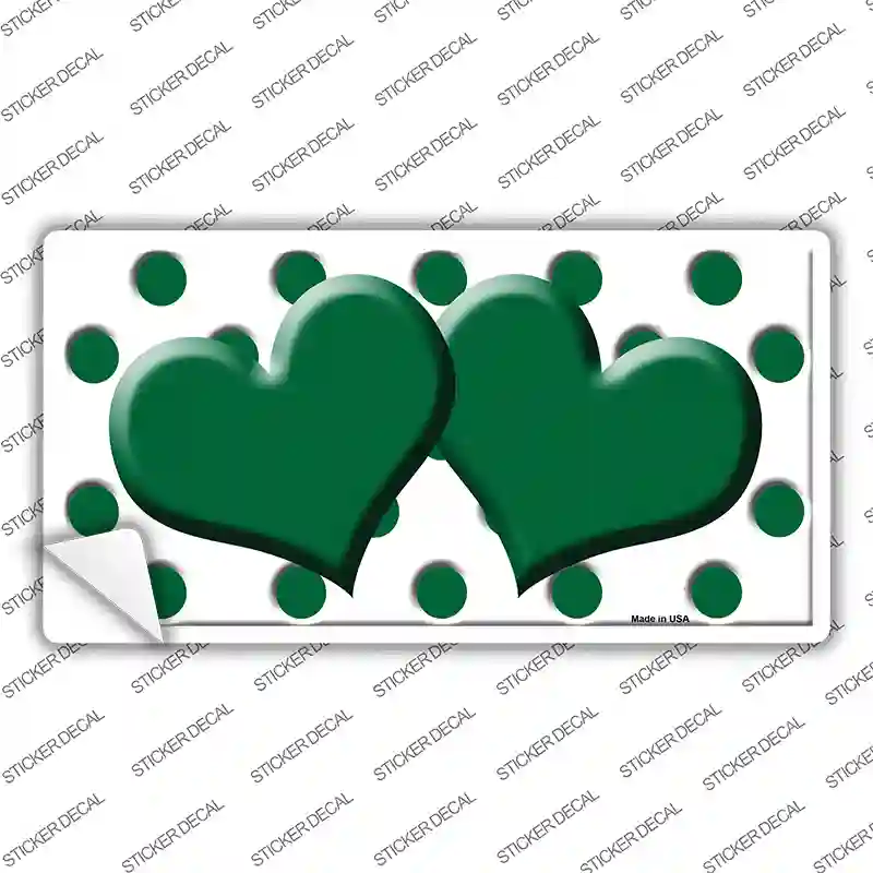 Green White Polka Dot Green Centered Hearts Novelty Sticker Decal