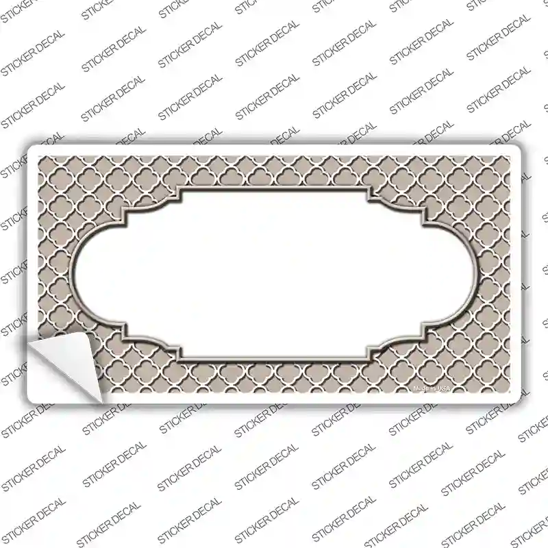 Tan White Quatrefoil Center Scallop Novelty Sticker Decal