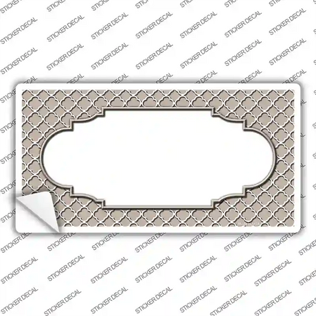 Tan White Quatrefoil Center Scallop Novelty Sticker Decal