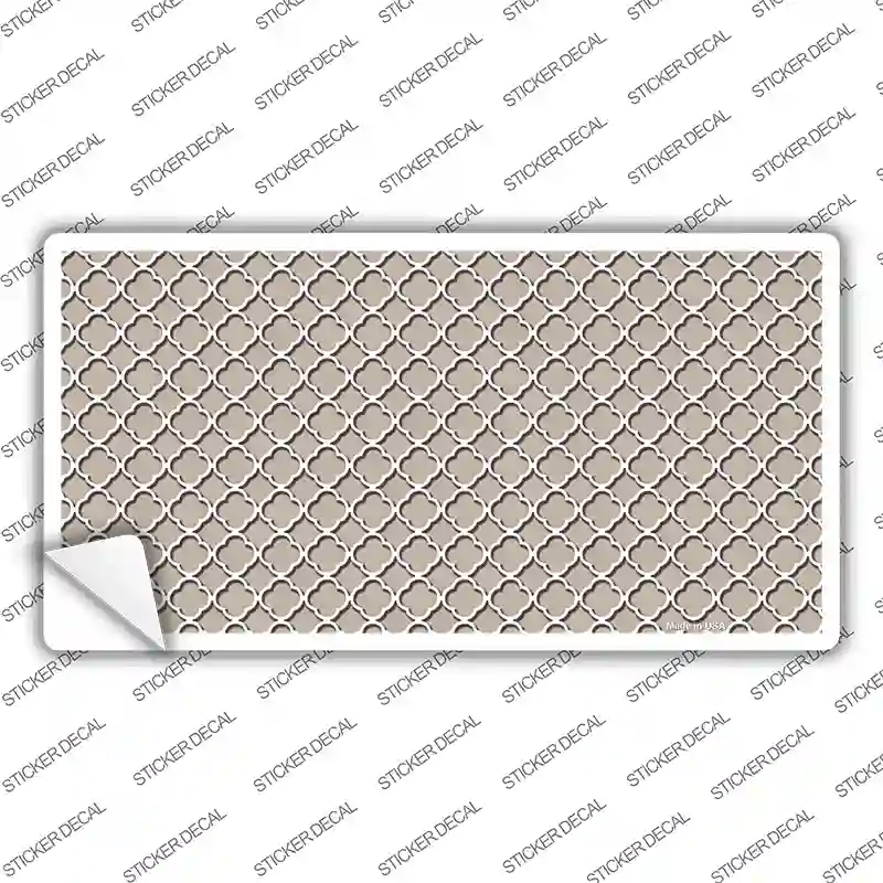 Tan White Quatrefoil Novelty Sticker Decal