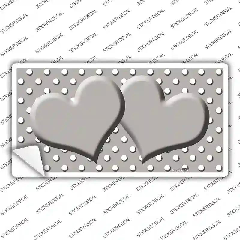 Grey White Polka Dot Center Hearts Novelty Sticker Decal
