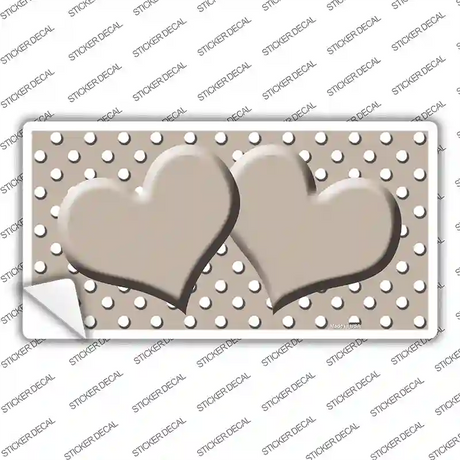 Tan White Polka Dot Center Hearts Novelty Sticker Decal