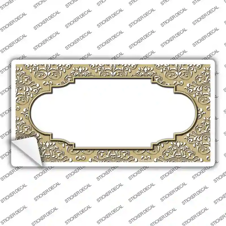 Gold White Damask Center Scalloped Novelty Sticker Decal