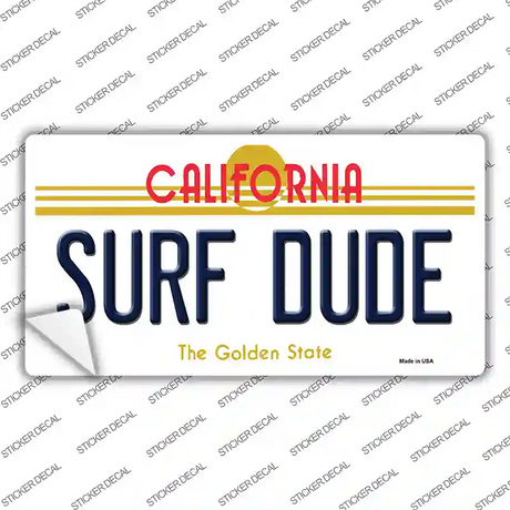 Surf Dude California Novelty Sticker Decal Small