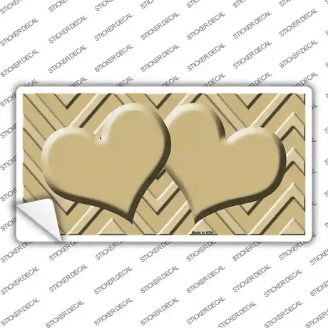 Gold Light Gold Heart Chevron Novelty Sticker Decal