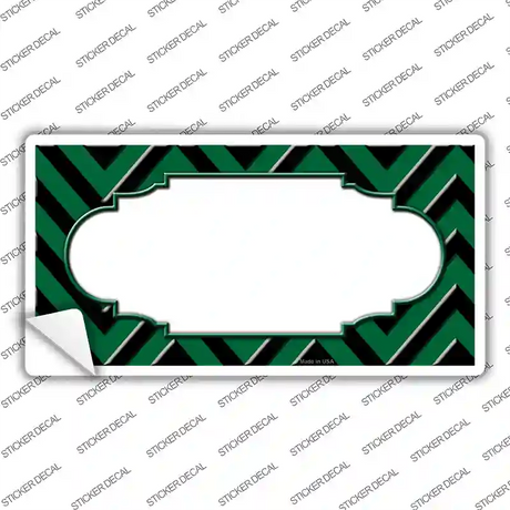 Green Black Chevron Scallop Novelty Sticker Decal
