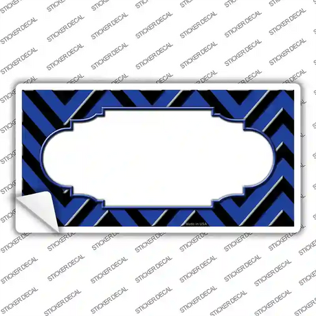 Blue Black Chevron Scallop Novelty Sticker Decal