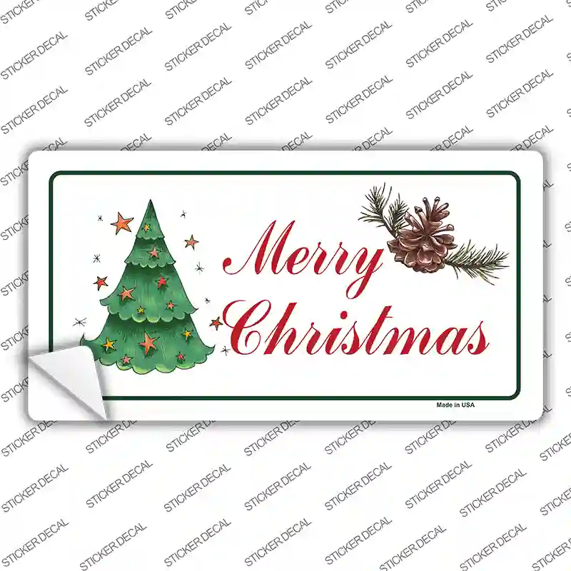 Merry Christmas Tree Novelty Sticker Decal Small