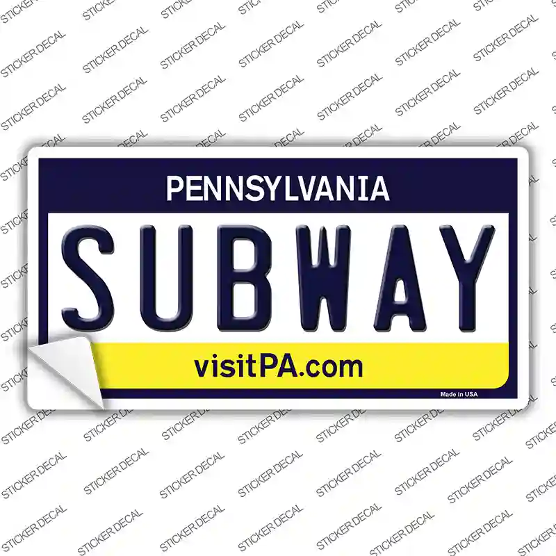 Subway Pennsylvania State Novelty Sticker Decal