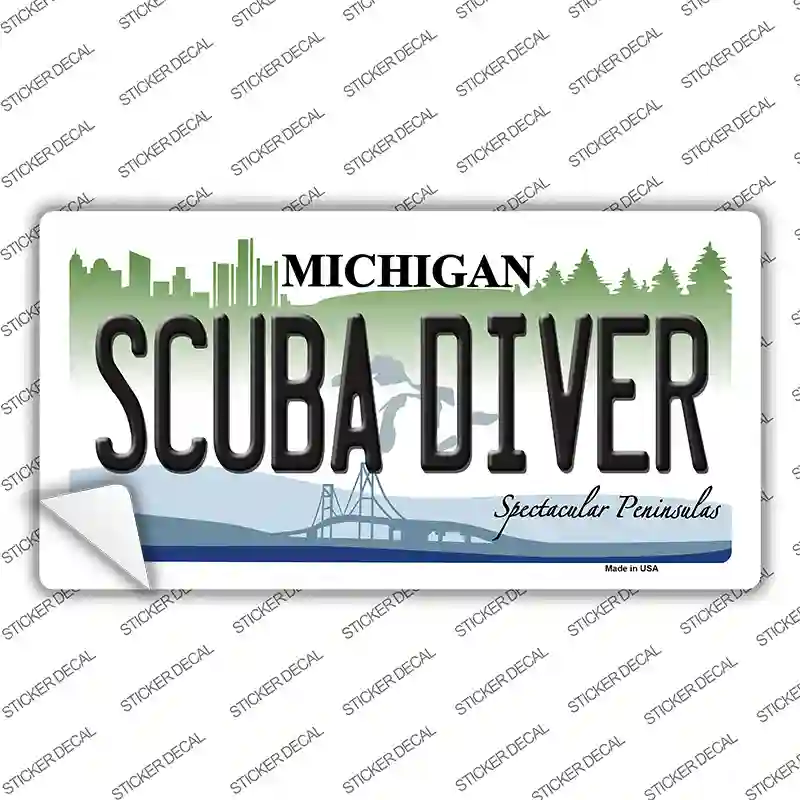 Scuba Diver Michigan Novelty Sticker Decal Small