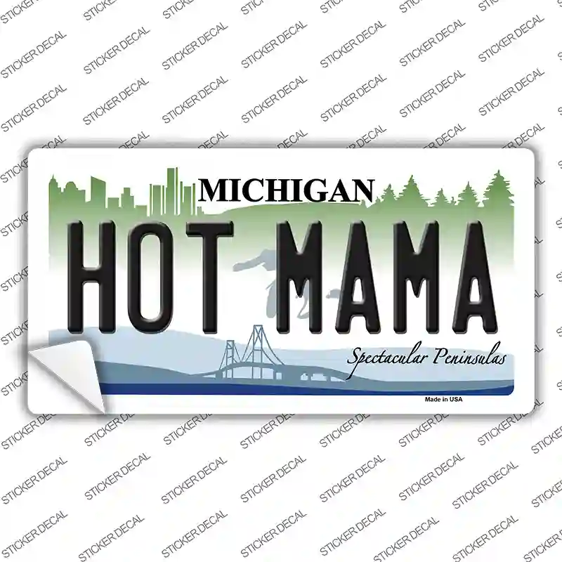 Hot Mama Michigan Novelty Sticker Decal Small