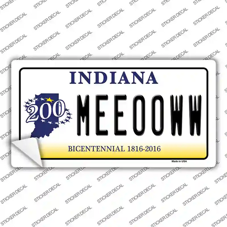 Meeooww Indiana Novelty Sticker Decal Small