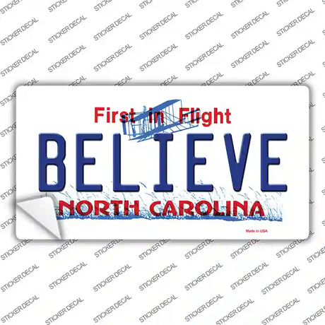 Believe North Carolina Novelty Sticker Decal Small