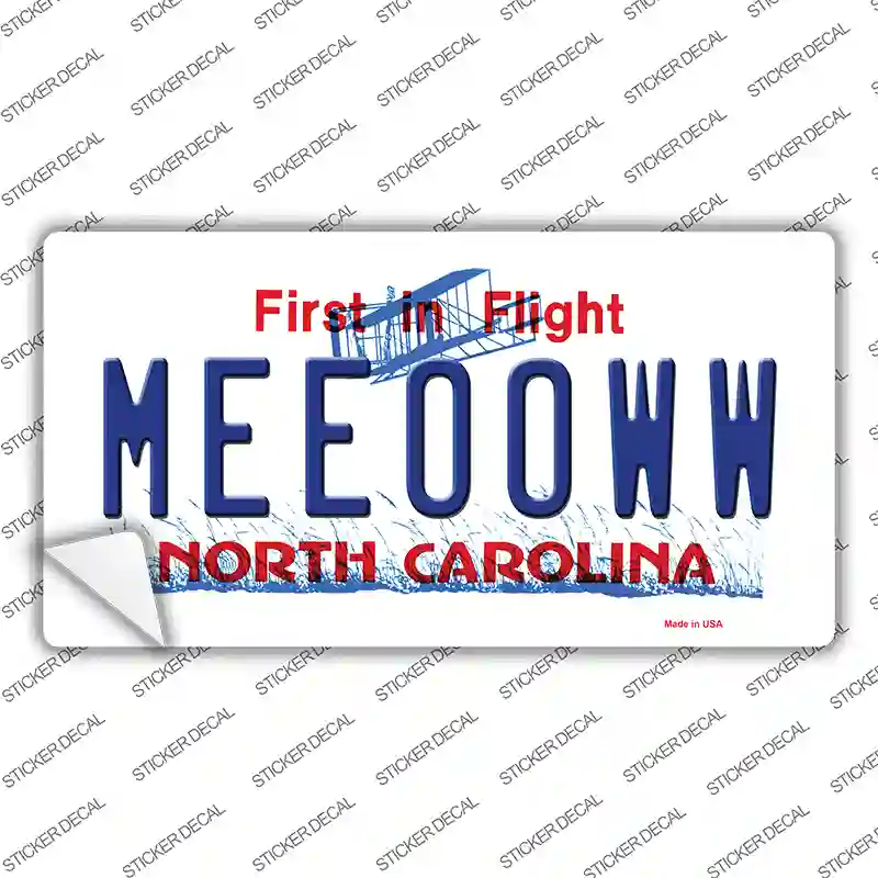 Meeooww North Carolina Novelty Sticker Decal Small