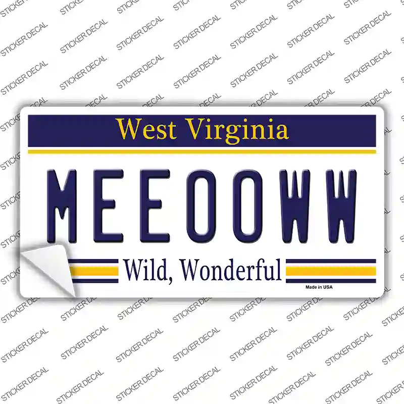 Meeooww West Virginia Novelty Sticker Decal Small