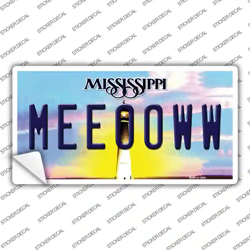 Meeooww Mississippi Novelty Sticker Decal Small