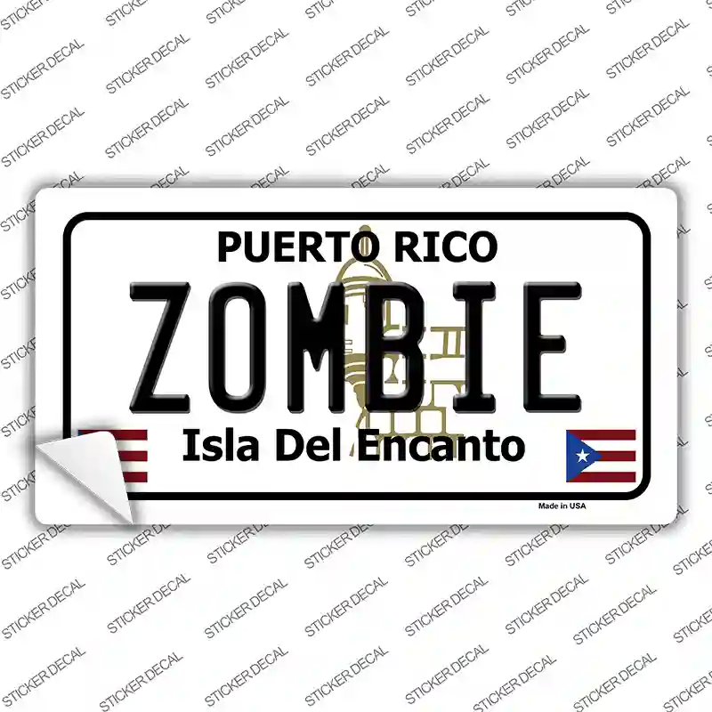 Zombie Puerto Rico Novelty Sticker Decal Small