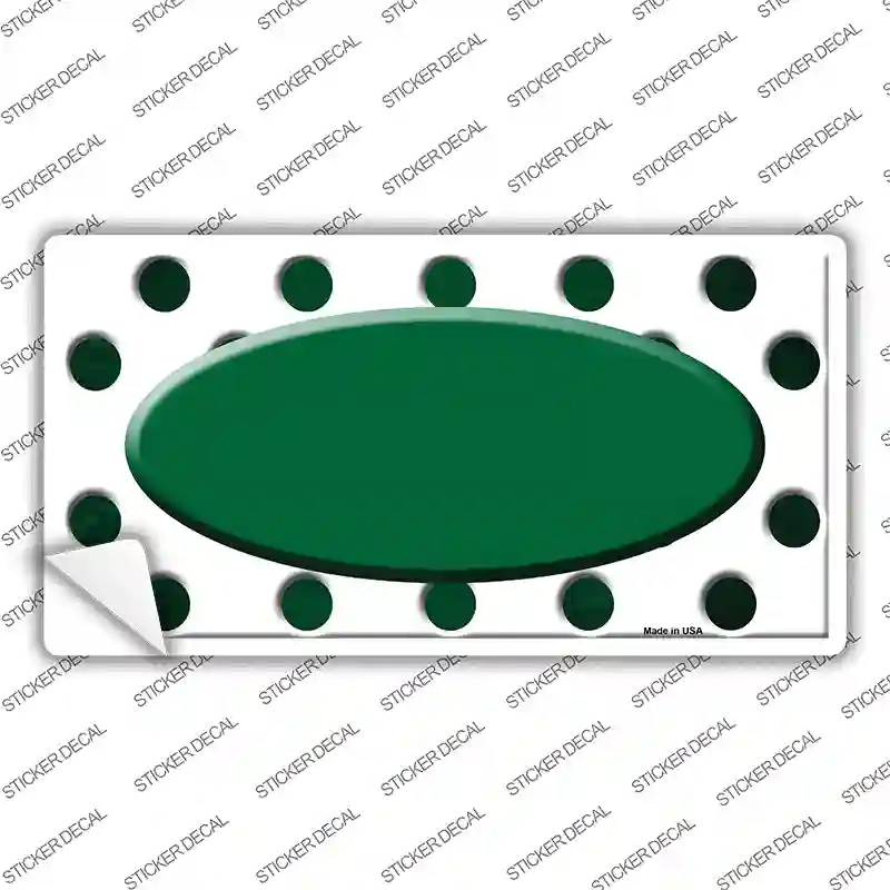 Green White Dots Oval Oil Rubbed Novelty Sticker Decal