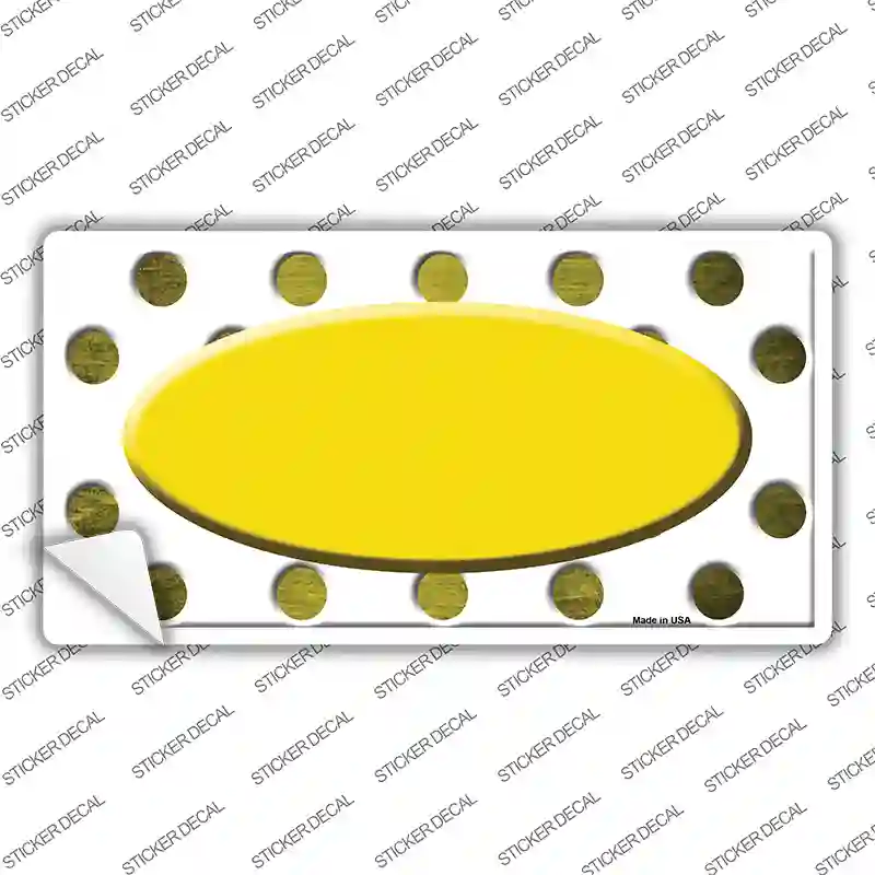 Yellow White Dots Oval Oil Rubbed Novelty Sticker Decal