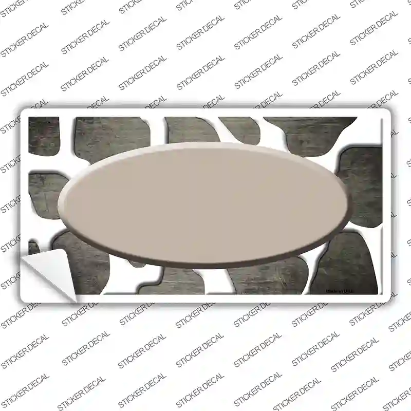 Tan White Oval Giraffe Oil Rubbed Novelty Sticker Decal
