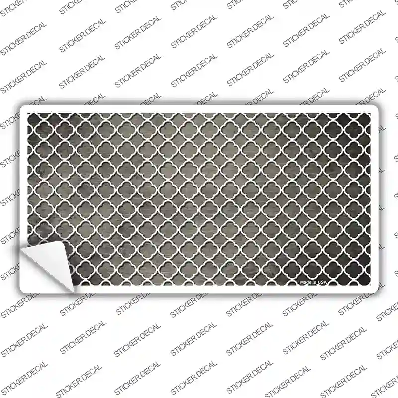 Tan White Quatrefoil Oil Rubbed Novelty Sticker Decal