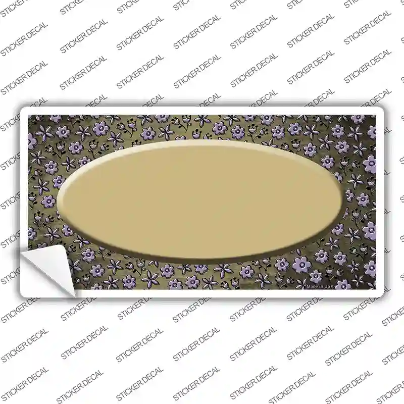 Gold Purple Flowers Oval Oil Rubbed Novelty Sticker Decal