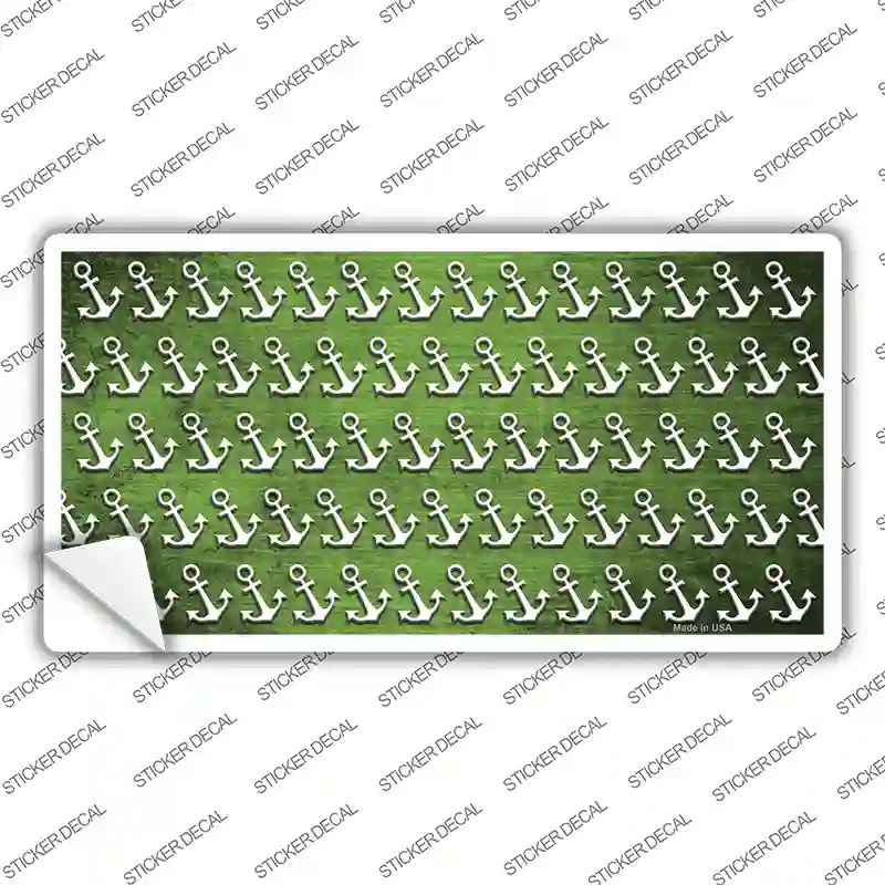 Lime Green White Anchor Oil Rubbed Novelty Sticker Decal