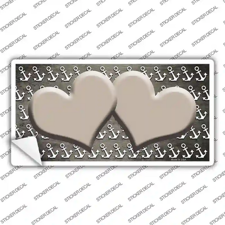 Tan White Anchor Hearts Oil Rubbed Novelty Sticker Decal