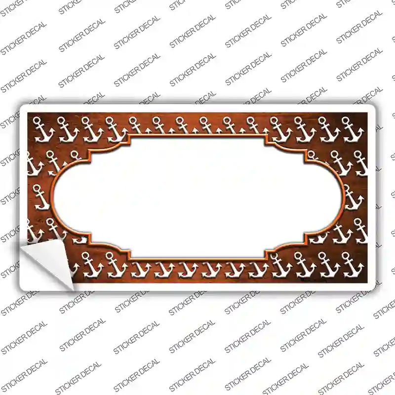 Orange White Anchor Scallop Oil Rubbed Novelty Sticker Decal