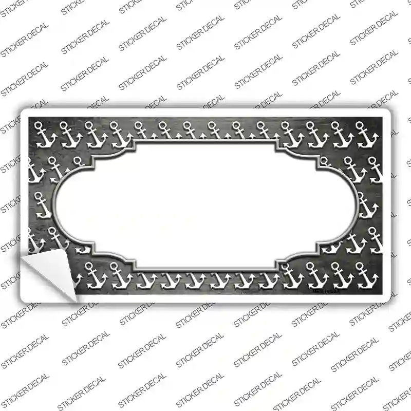 Gray White Anchor Scallop Oil Rubbed Novelty Sticker Decal
