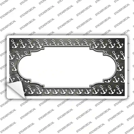 Gray White Anchor Scallop Oil Rubbed Novelty Sticker Decal