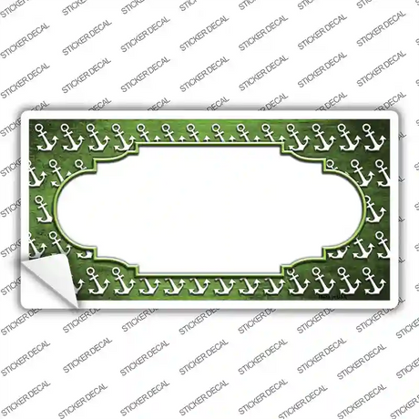 Lime Green White Anchor Scallop Oil Rubbed Novelty Sticker Decal