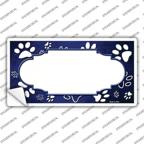 Paw Scallop Blue White Novelty Sticker Decal