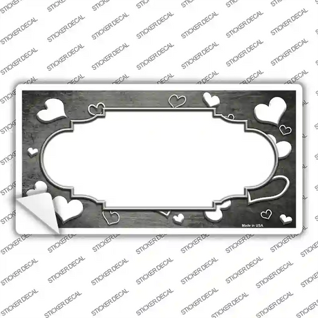Gray White Love Scallop Oil Rubbed Novelty Sticker Decal